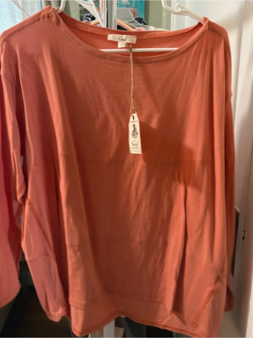Easel Soft Long-Sleeve Crewneck Top - Rust